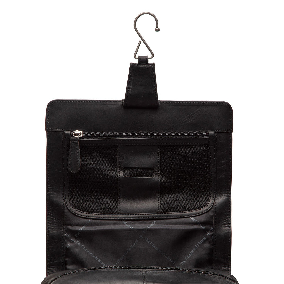 
Vue détaillée of Classic Collar & Heavy-Duty Zipper Hardware on Rosario Trousse de toilette en cuir pleine fleur