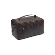 Styled Fit Perspective of Trevia Full-Grain Leather Toiletry Bag pour Femme on Model - Natural Daylight Drape