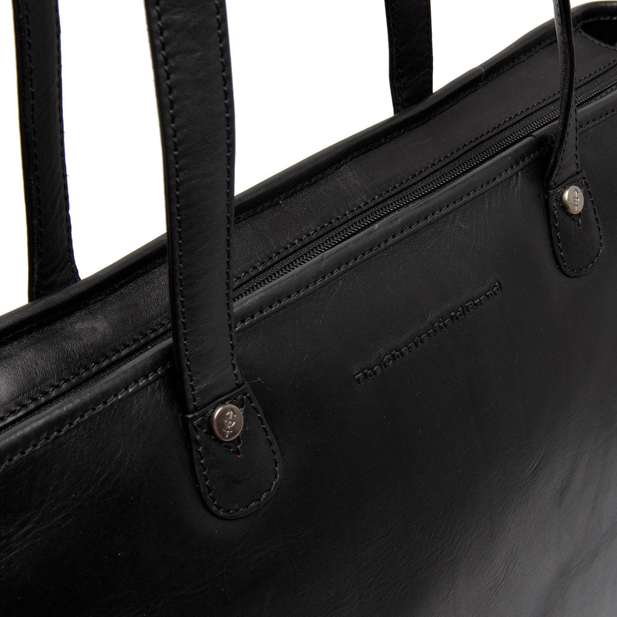 Astano Cuir pleine fleur Sac cabas en cuir - Structured Side Profile Showing Gusset Depth &amp; Expansion Capacity