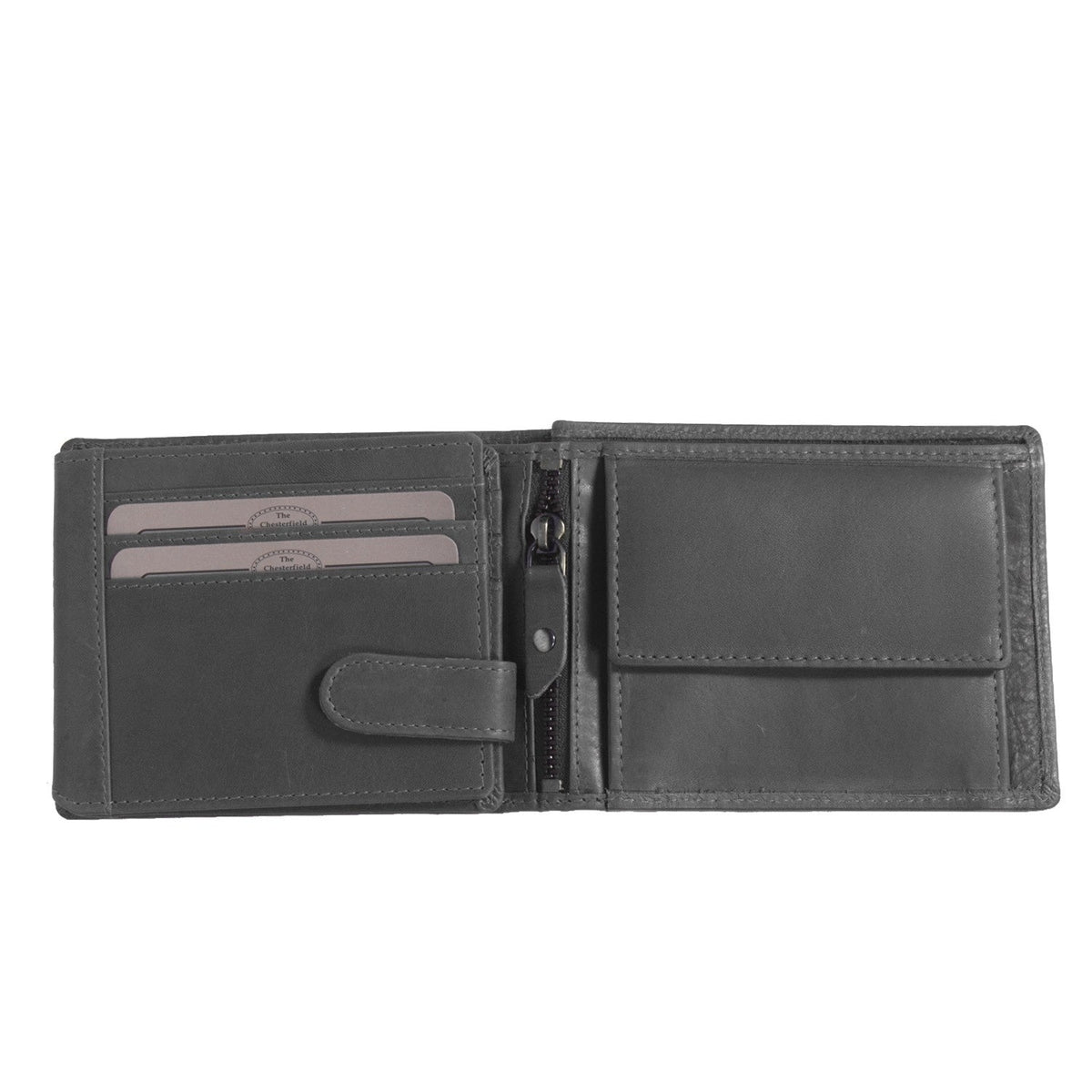 Classic 100% Full-Grain leather Wallet - Rear Perspective Showing Reinforced Leather Straps &amp; Stitching