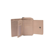 Solid Antique Brass Hardware &amp; Heavy-Duty Dual Zipper Detail on Orveta Full-Grain Portefeuille en Cuir pour Femme