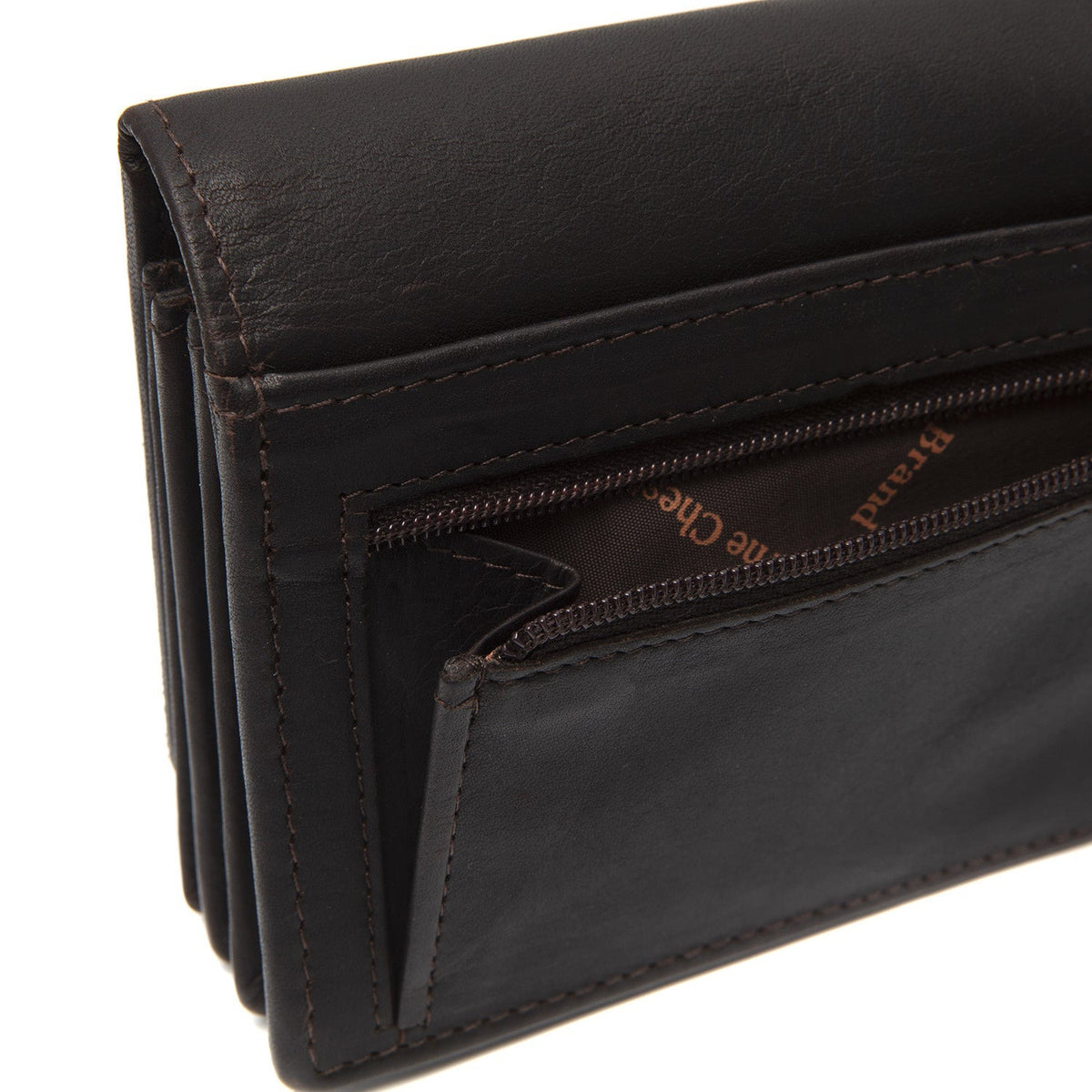 Solid Antique Brass Hardware &amp; Heavy-Duty Dual Zipper Detail on Salzburg Full-Grain Portefeuille en Cuir pour Femme