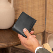 Classic 100% Full-Grain leather Wallet - Rear Perspective Showing Reinforced Leather Straps &amp; Stitching