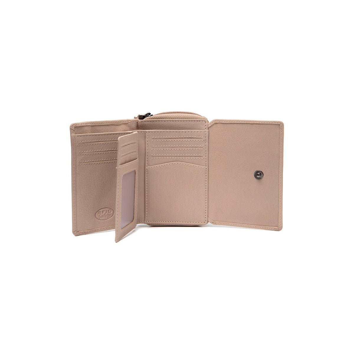 Zelan Full-Grain Portefeuille en Cuir pour Femme - Structured Side Profile Showing Gusset Depth &amp; Expansion Capacity