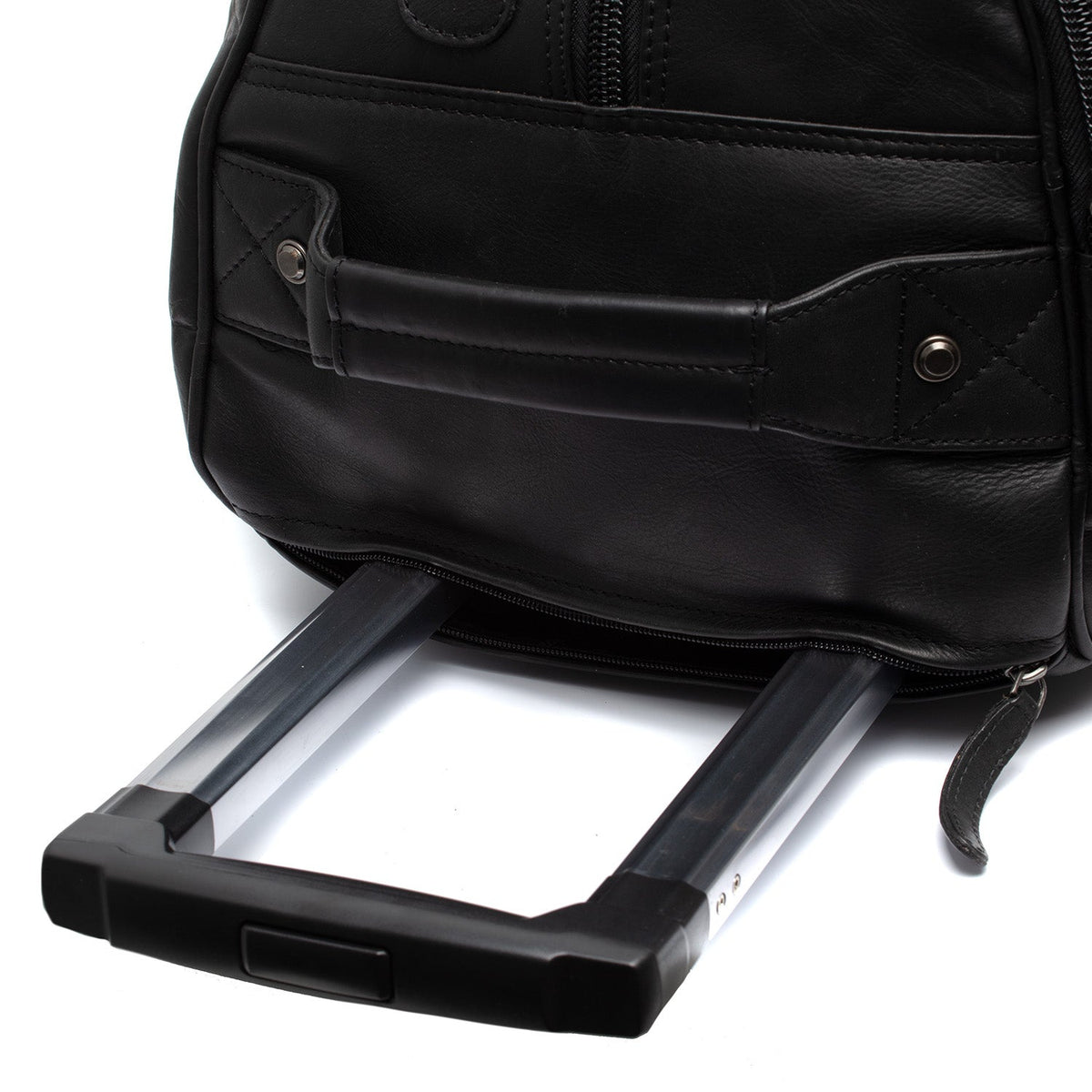 Solid Antique Brass Hardware &amp; Heavy-Duty Dual Zipper Detail on Leather Weekender Trolley Jayven pour Femme