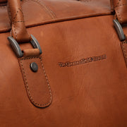 Cognac Leather Weekender Trolley Jayven pour Femme, detail view 3