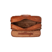 Cognac Leather Weekender Trolley Jayven pour Femme, detail view 4