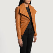 Tan Brown Sheepskin leather Blazer - Vue de dos avec coupe ajustée aux épaules &amp; ourlet soigné