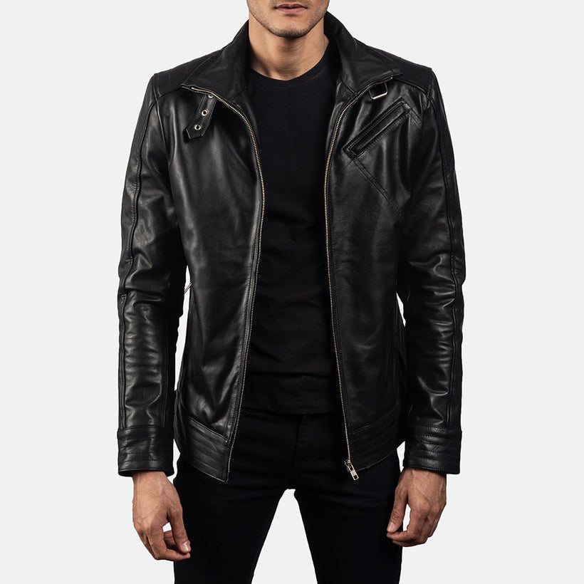 Legacy Noir Veste Motard en Cuir pour Homme