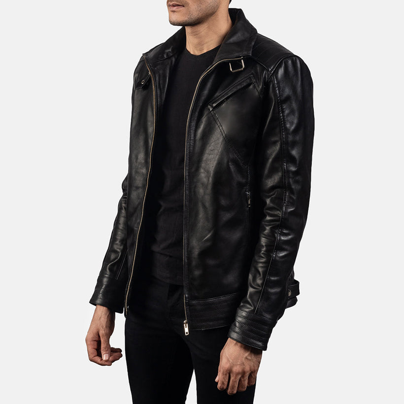 Legacy Noir Veste Motard en Cuir pour Homme