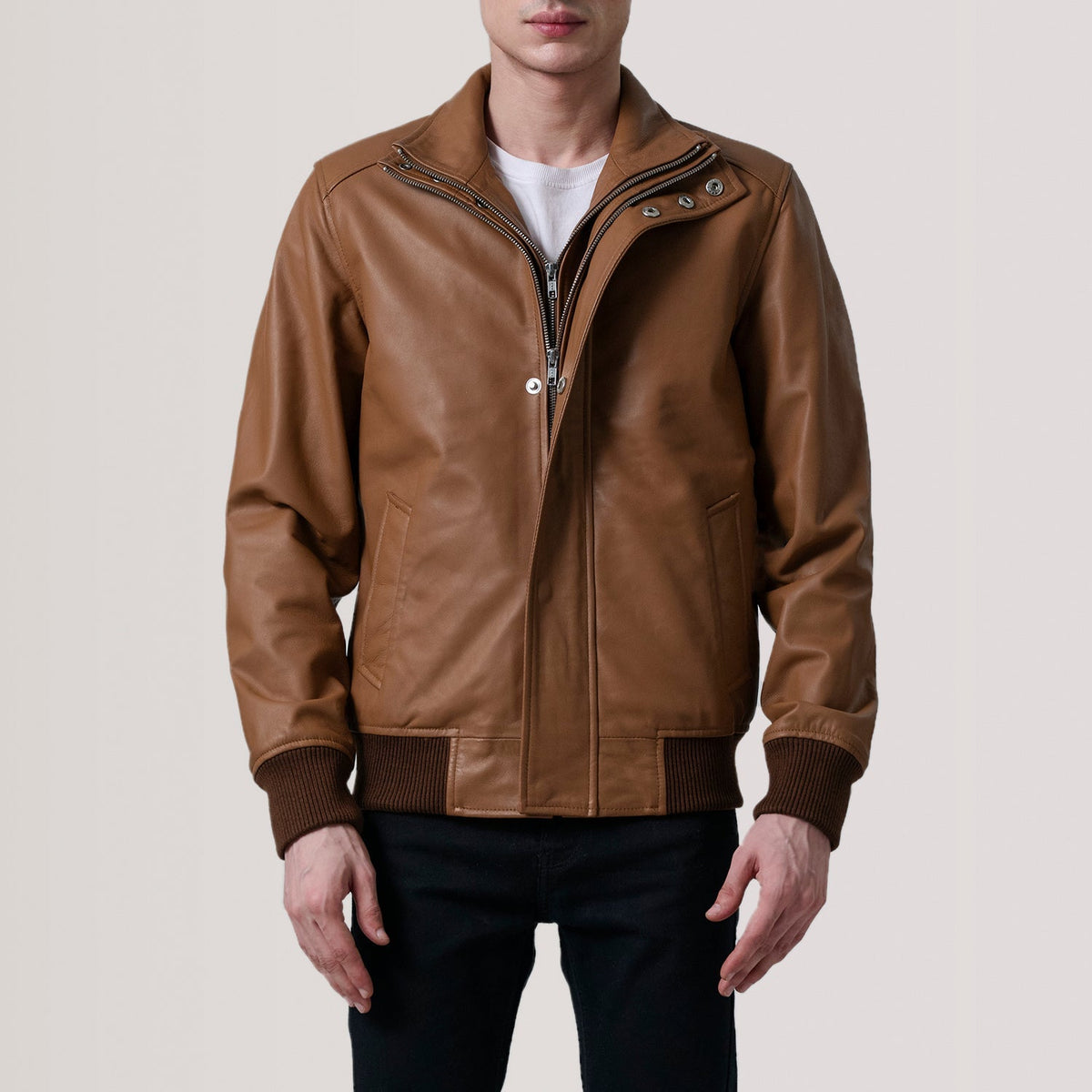 Lester Marron Suede Blouson Bomber en Cuir pour Homme – Vue produit alternative 4