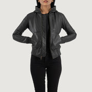 
Luna Hooded Blouson Bombardier en Cuir pour Femme – alternate product view 1