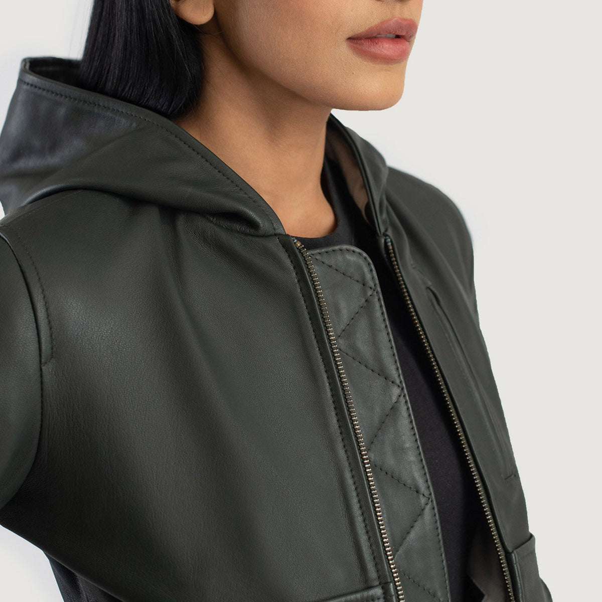 
Luna Hooded Blouson Bombardier en Cuir pour Femme – alternate product view 6