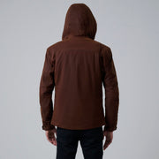 Vue détaillée of Hooded &amp; Zipper with placket Hardware on Marlo Marron Canvas Hooded Work Veste en Cuir pour Homme For Men