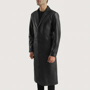 Black Cowhide Leather Winter Jacket - Vue de dos avec coupe ajustée aux épaules &amp; ourlet soigné