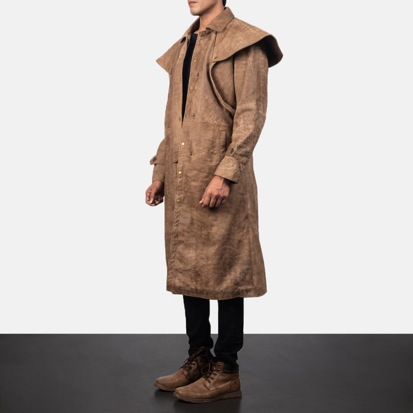 Maverick Marron Leather Duster pour Homme