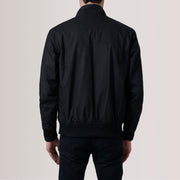 Vue détaillée of Snap Button &amp; Zipper Hardware on Morrison Noir Canvas Blouson Bomber en Cuir pour Homme For Men
