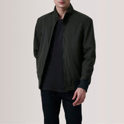 Morrison Olive Canvas Blouson Bomber en Cuir pour Homme For Men in Olive Waxed Cotton Canvas - Vue de face &amp; silhouette ajustée | Acheter en ligne