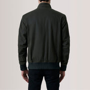 Vue détaillée of Snap Button &amp; Zipper Hardware on Morrison Olive Canvas Blouson Bomber en Cuir pour Homme For Men
