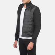 
Black Polyester (Torso) &Amp; Knitted Fabric (Sleeves) Winter Jacket - Vue arrière montrant la carrure ajustée et l'ourlet net