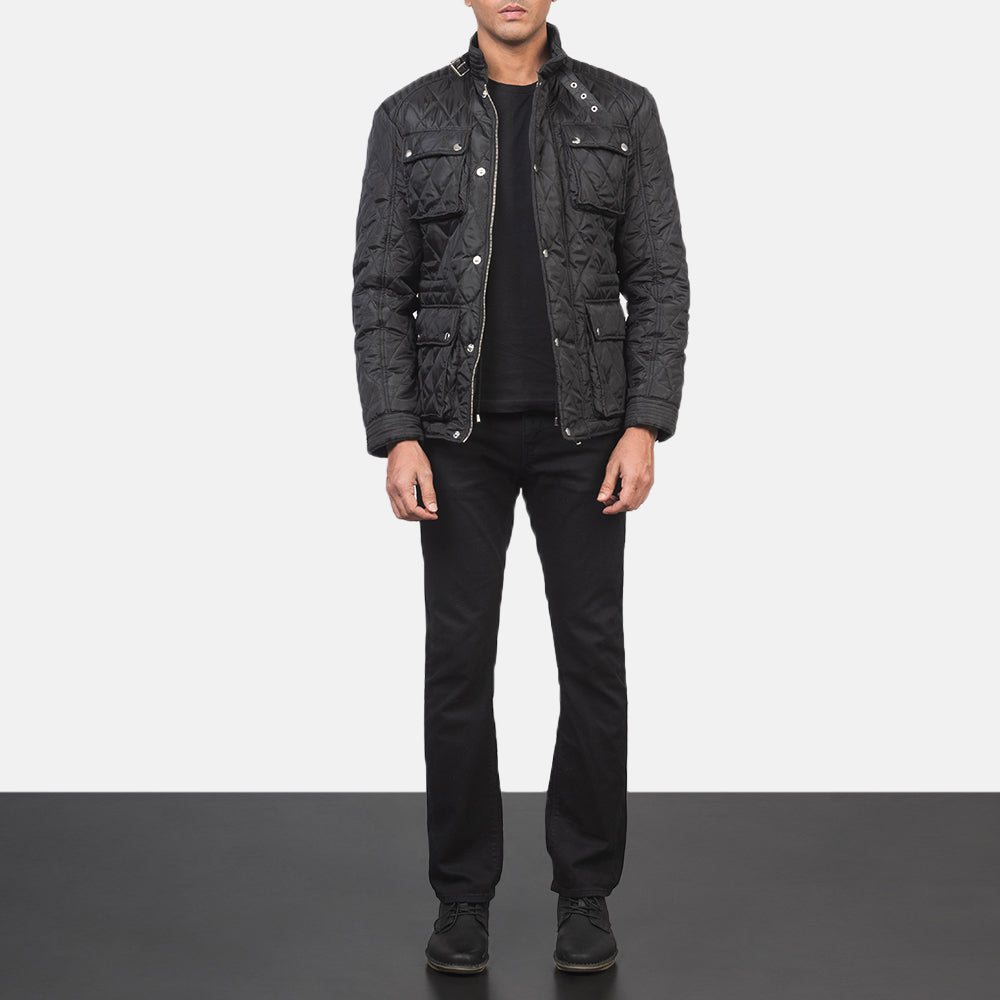 Carolyn Matelassé Marron Vieilli Veste Motard en Cuir pour Femme - Vue de profil mettant en valeur la coupe de manche ergonomique