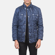 Men's Nelson Matelassé Bleu Windbreaker Veste en Cuir pour Homme in Blue Nylon - Vue de face &amp; silhouette ajustée | Acheter en ligne