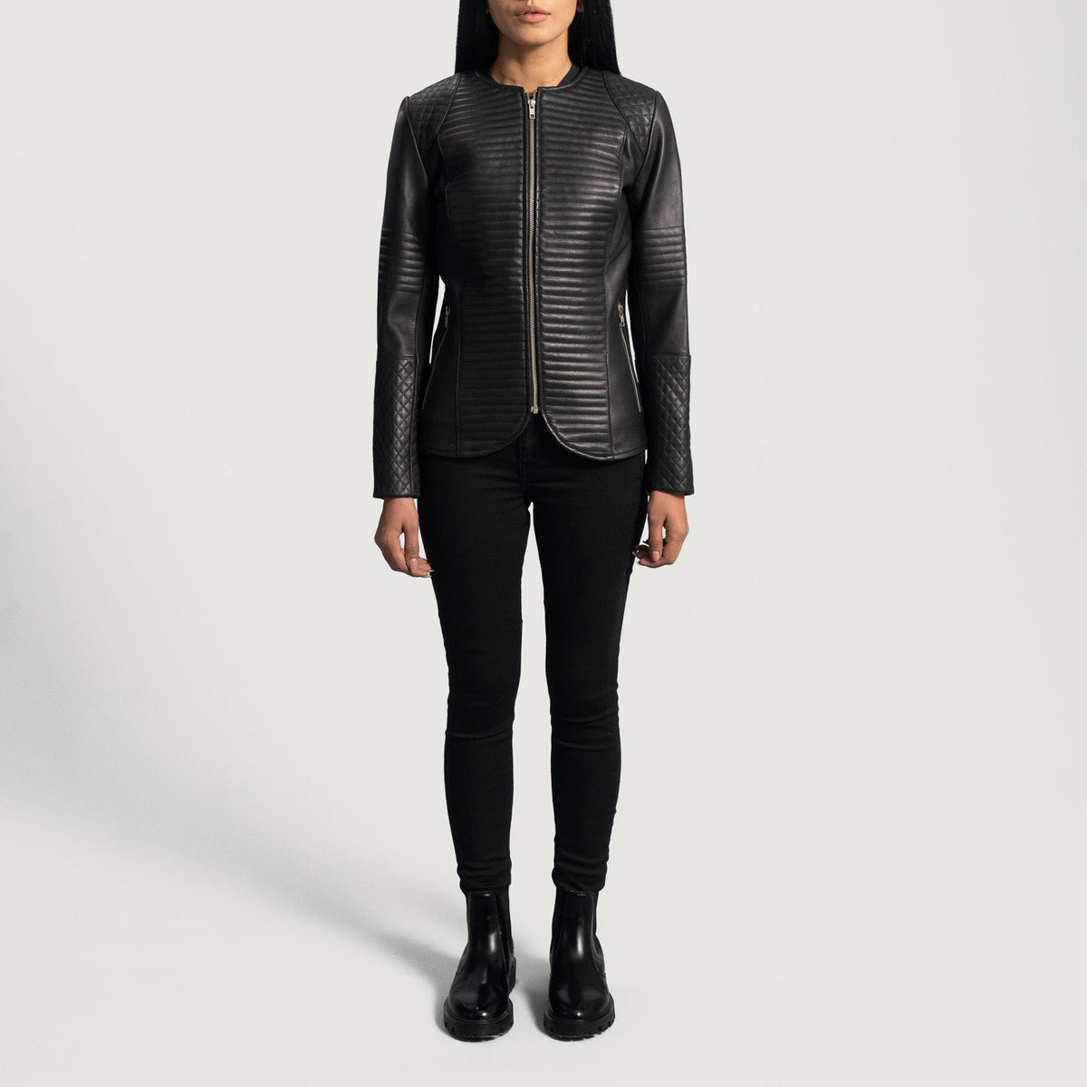 Nexi Matelassé Veste en Cuir pour Femme – Vue produit alternative 3