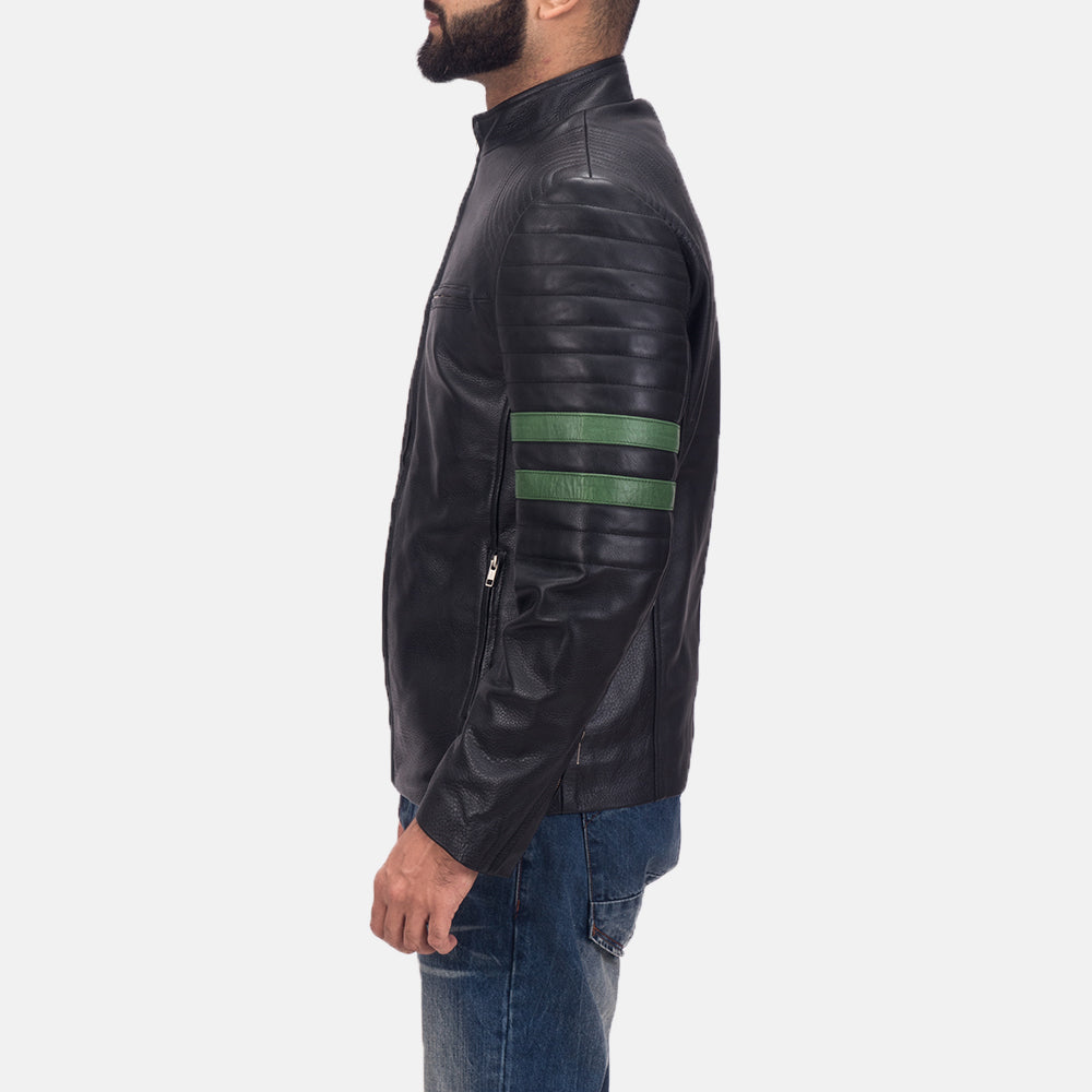 Night Trooper Veste en Cuir pour Homme - Vue de profil avec coupe de manche ergonomique