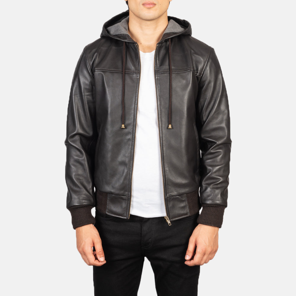 Nintenzo Blouson Bomber en Cuir pour Homme – Vue produit alternative 1