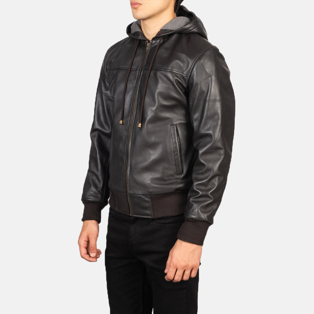Nintenzo Blouson Bomber en Cuir pour Homme – Vue produit alternative 2