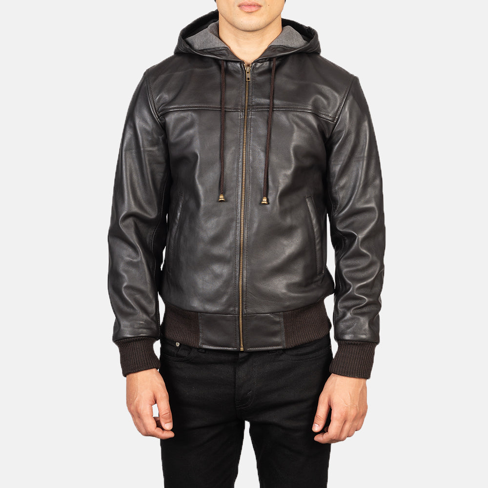 Nintenzo Blouson Bomber en Cuir pour Homme – Vue produit alternative 4