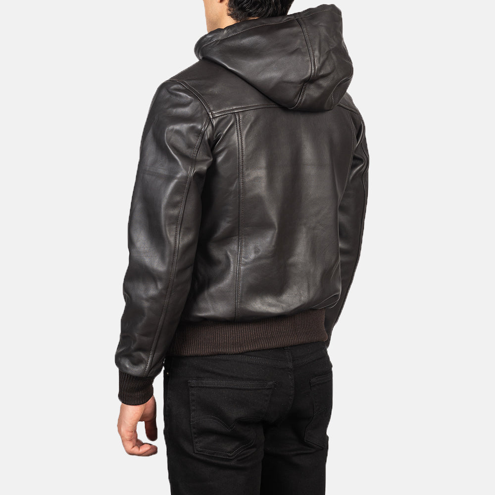 Nintenzo Blouson Bomber en Cuir pour Homme – Vue produit alternative 5