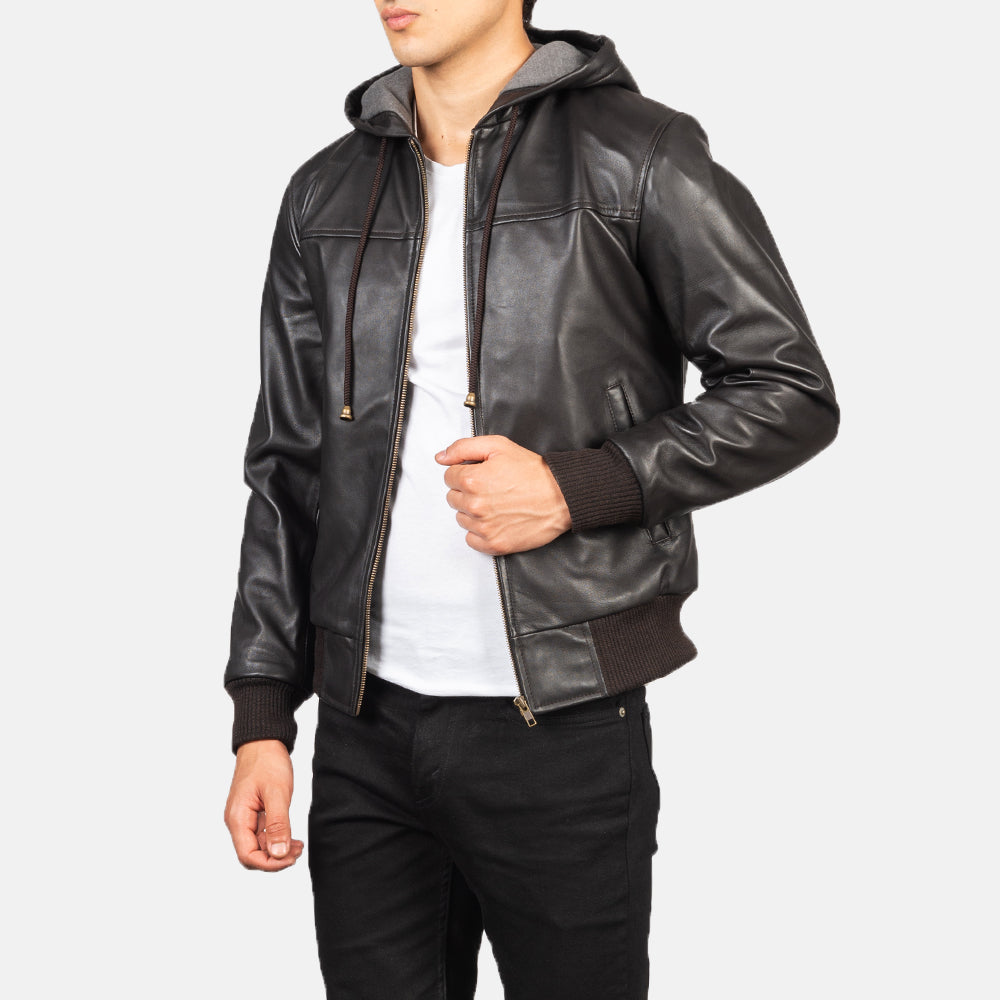Nintenzo Blouson Bomber en Cuir pour Homme – Vue produit alternative 6
