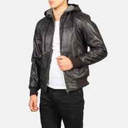 Nintenzo Blouson Bomber en Cuir pour Homme – Vue produit alternative 6