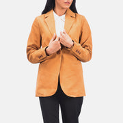 Women's Norma Brown Suede Blazer in Brown Cowhide Nubuck - Vue de face &amp; silhouette ajustée | Acheter en ligne