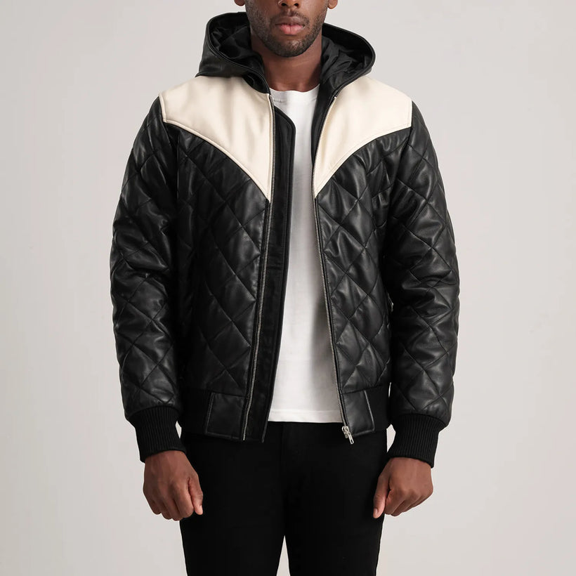 Norman Veste en Cuir Camel Puffer Veste en Cuir pour Homme