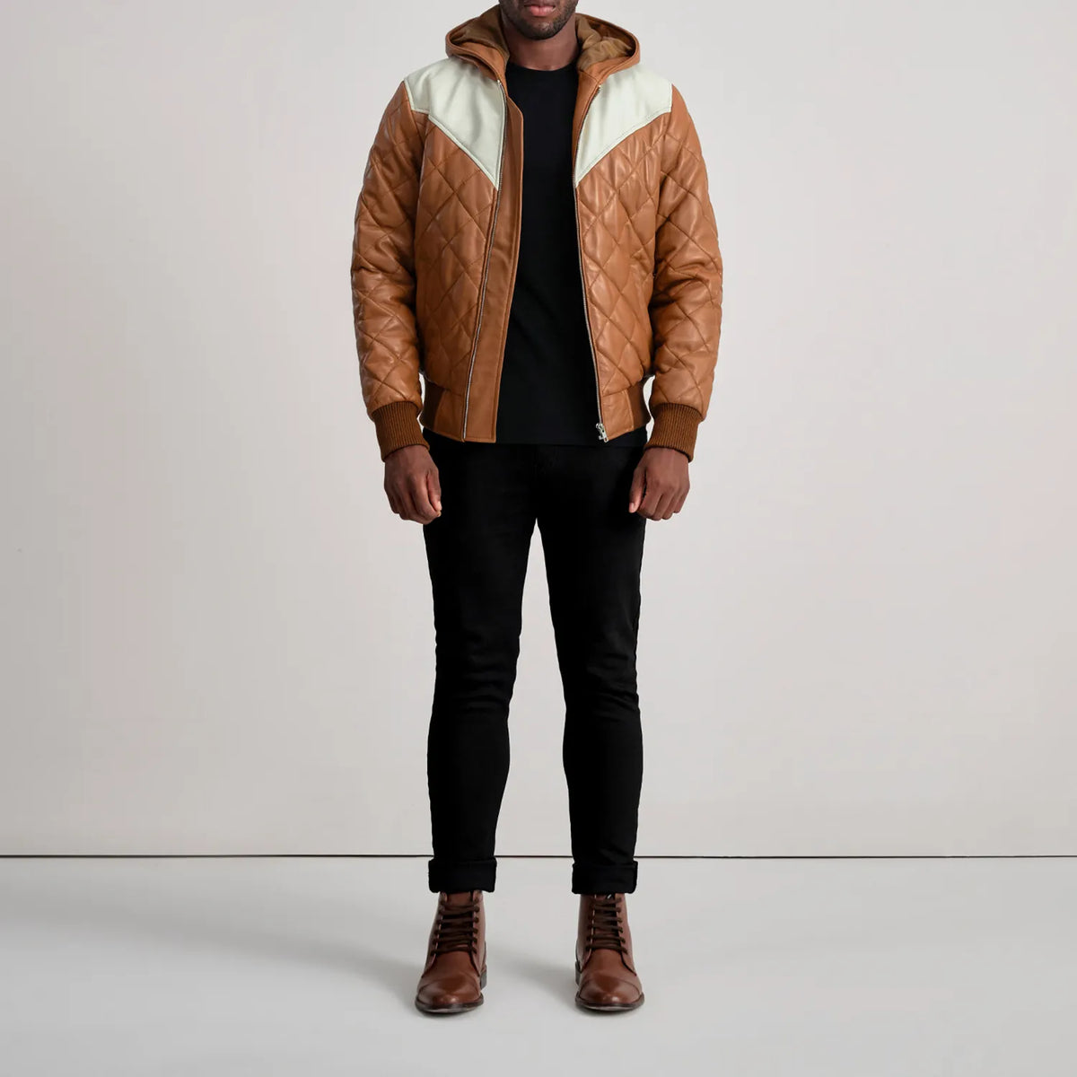 
Norman Veste en Cuir Camel Puffer Veste en Cuir pour Homme – alternate product view 3