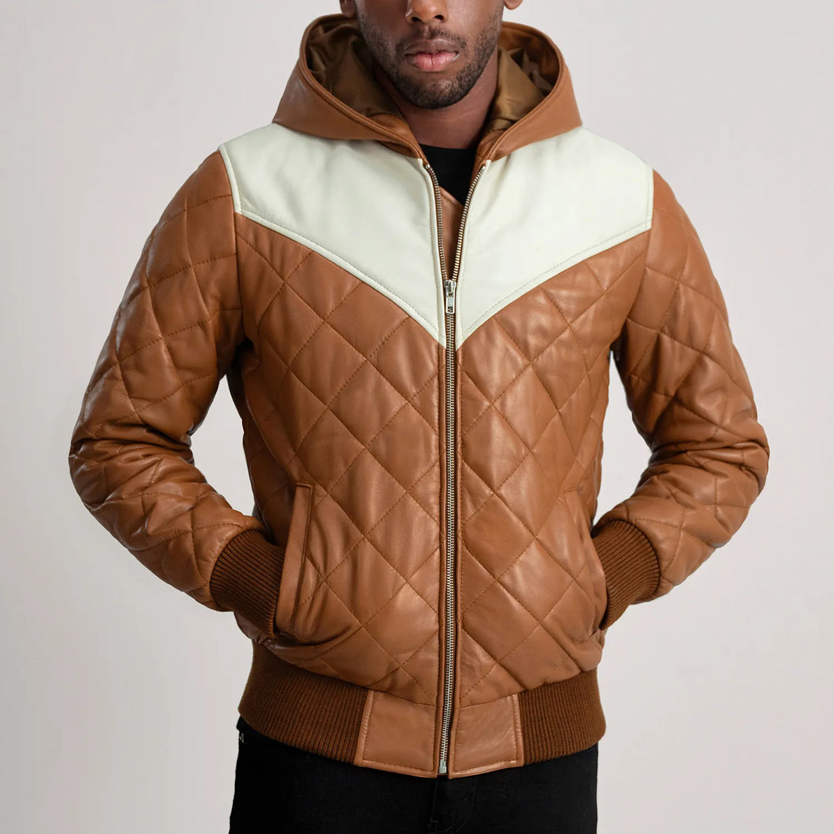 
Norman Veste en Cuir Camel Puffer Veste en Cuir pour Homme – alternate product view 4
