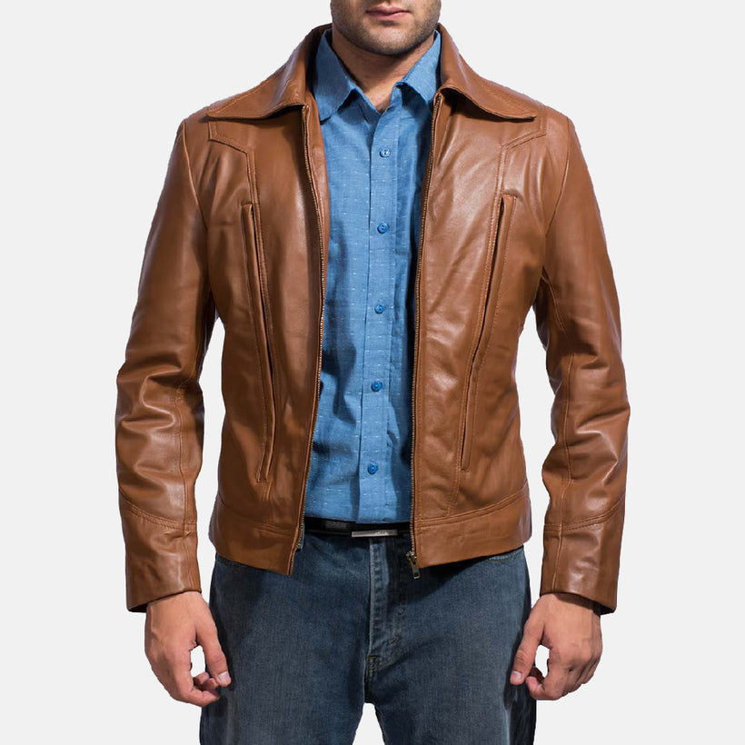 Old School Marron Veste en Cuir pour Homme