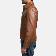 
Brown Sheepskin leather Jacket - Vue arrière montrant la carrure ajustée et l'ourlet net