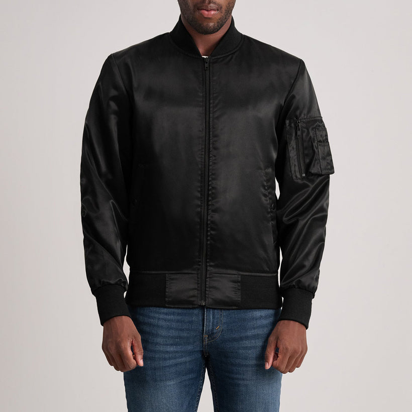 Quinton MA-1 Noir Blouson Bomber en Cuir pour Homme