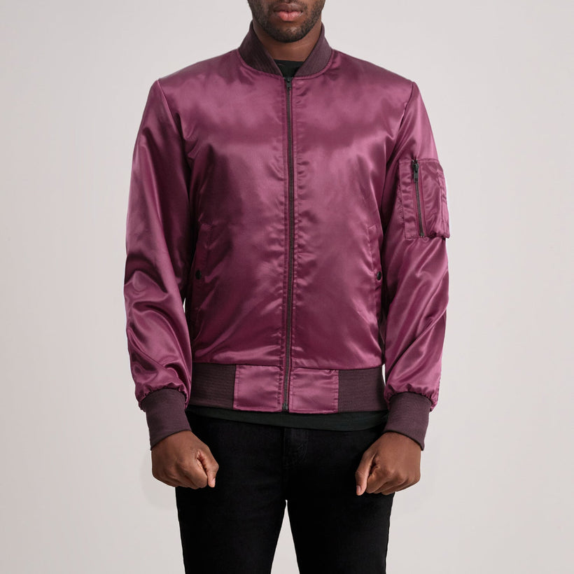 Quinton MA-1 Bordeaux Blouson Bomber en Cuir pour Homme