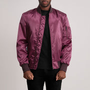 Quinton MA-1 Bordeaux Blouson Bomber en Cuir pour Homme - Vue de profil avec coupe de manche ergonomique