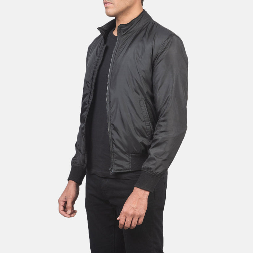 Ramon Noir Blouson Bomber en Cuir pour Homme
