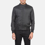 Vue détaillée of Band &amp; Zipper with wind flap Hardware on Men's Ramon Noir Blouson Bomber en Cuir pour Homme