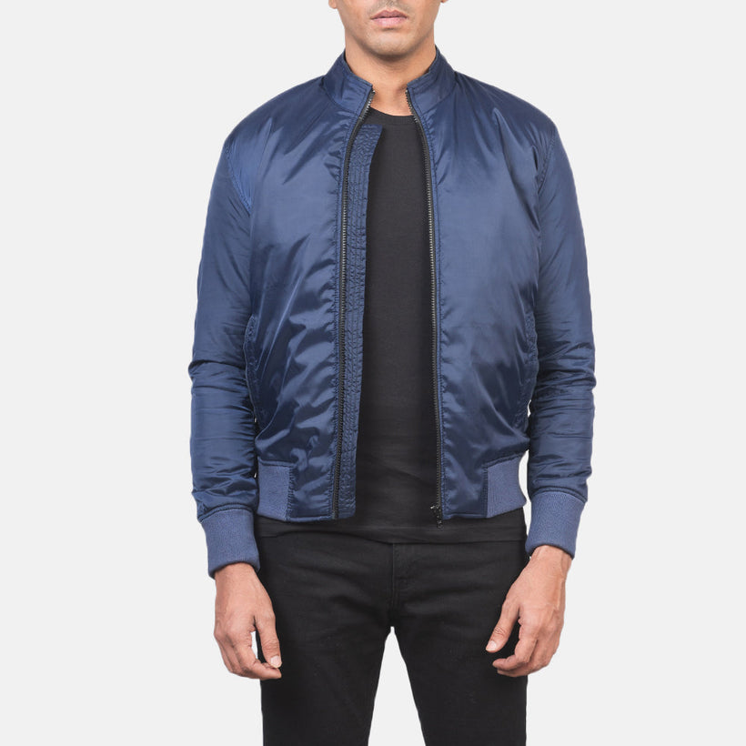 Ramon Bleu Blouson Bombardier en Cuir pour Homme