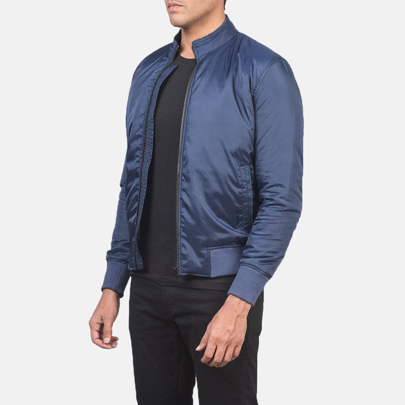 Ramon Bleu Blouson Bombardier en Cuir pour Homme