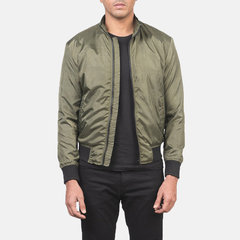 Ramon Vert Blouson Bombardier en Cuir pour Homme