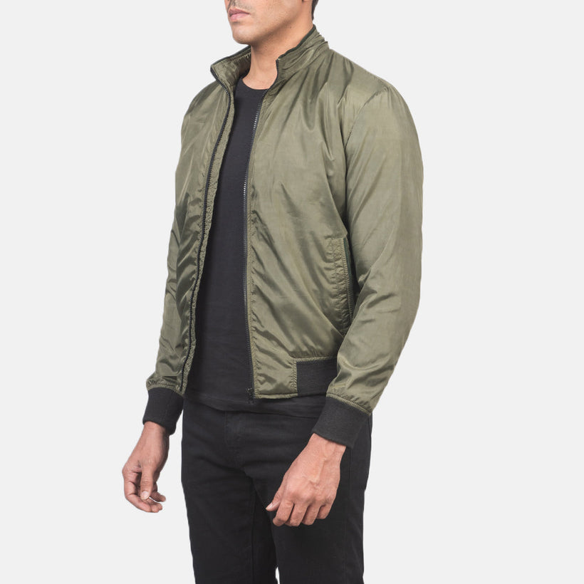 Ramon Vert Blouson Bombardier en Cuir pour Homme