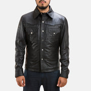 
Black Sheepskin leather Jacket - Vue arrière montrant la carrure ajustée et l'ourlet net